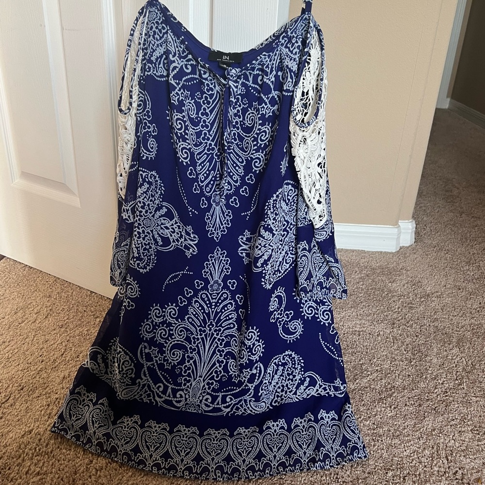 Blue off-the-shoulder Dress